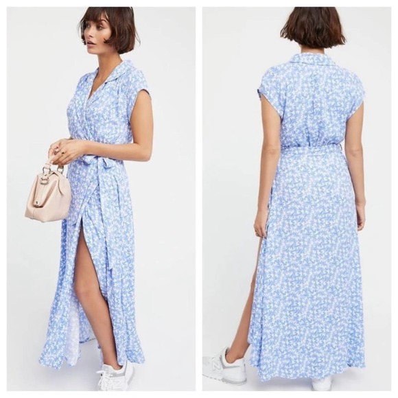 Free People So Fetch Wrap Slit  Ditsy Floral Midi Maxi Dress Size 0 - Picture 3 of 9